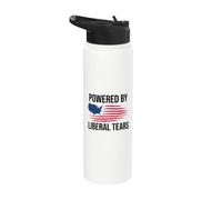 Powered By Liberal Tears Flag Anti Liberal Make Liberals Cry Stainless Steel Insulated Water Bottle