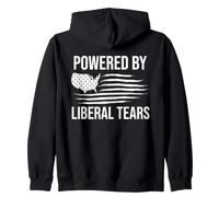 Powered By Liberal Tears Flag Anti Liberal Make Liberals Cry Zip Hoodie