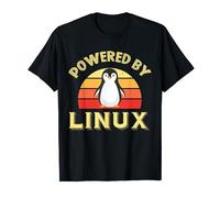 Powered by Linux Retro Vintage Penguin Nerd Geek Coding T-Shirt