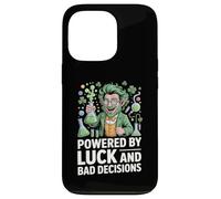 Powered by Luck and Bad Decisions Leprechaun St Patricks Day Case for iPhone 13 Pro