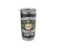 Powered By Matcha Latte Leaf Art Stainless Steel Insulated Tumbler