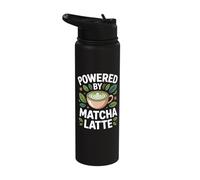 Powered By Matcha Latte Leaf Art Stainless Steel Insulated Water Bottle