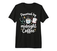 Powered By Midnight Coffee Night Shift Nurse RN Premium T-Shirt