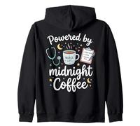 Powered By Midnight Coffee Night Shift Nurse RN Zip Hoodie