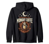 Powered By Midnight Coffee Steampunk Retro Gear Graphic Zip Hoodie