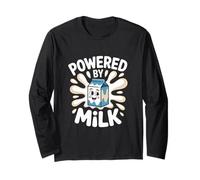 Powered by Milk Fun Cartoon Splash Text Long Sleeve T-Shirt