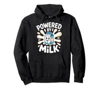 Powered By Milk Fun Cartoon Splash Text Pullover Hoodie