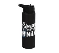 Powered By Milk Fun Dairy Enthusiast Stainless Steel Insulated Water Bottle