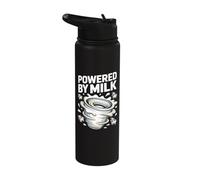 Powered By Milk Fun Dairy Lovers Design Stainless Steel Insulated Water Bottle