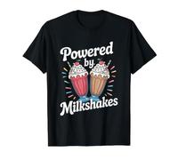 Powered By Milkshakes Colorful Fun Design Value Graphic T-Shirt, Men, Black, S