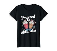 Powered By Milkshakes Colorful Fun Design Value Graphic T-Shirt, Women, Black, XL