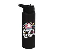Powered By Milkshakes Sweet Treat Fun Stainless Steel Insulated Water Bottle
