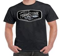 Powered by Moonshine White Yellow Black Red Men'sT Shirt 100% Cotton White Yellow Black Red Men'sT Shirt 100% Cotton Clothing Apparel HOT Rod Rockabilly Tshirt Size L