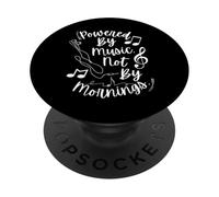 Powered by Music, Not by Mornings Headphones Music Notes PopSockets Adhesive PopGrip