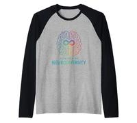 Powered by Neurodiversity Brain Autism ADHD Awareness Raglan Baseball Tee