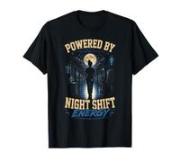 Powered by Night Shift Energy Nurse Doctor Worker T-Shirt