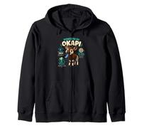 Powered By Okapi Blue Tongue Wild Facts Design Zip Hoodie