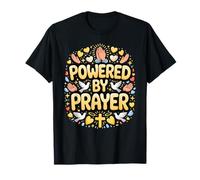 Powered by Prayer Christian Faith Dove Cross T-Shirt