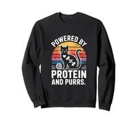 Powered By Protein And Purrs Funny Cat Fitness Sweatshirt