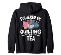 Powered By Quilting And Tea Lover Quilt Maker Hobby Zip Hoodie