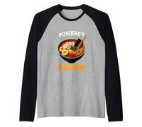 Powered by Ramen Japanese Noodles Asian Foodie Raglan Baseball Tee