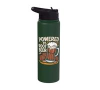 Powered By Root Beer Barrel Mug Fun Stainless Steel Insulated Water Bottle