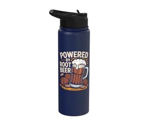 Powered By Root Beer Barrel Mug Fun Stainless Steel Insulated Water Bottle
