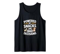 Powered by Snacks and Bad Decisions Dog Humor Tank Top