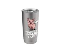 Powered by Snacks and Farts Funny Pig Stainless Steel Insulated Tumbler