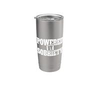 Powered By Sobriety Anonymous Alcoholics AA NA Living Sober Stainless Steel Insulated Tumbler