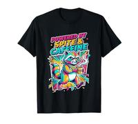 Powered By Spite & Caffeine Raccoon 80s Comic Art T-Shirt
