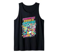 Powered By Spite & Caffeine Raccoon 80s Comic Art Tank Top