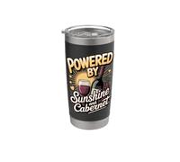Powered by Sunshine and Cabernet Wine Tasting Lover Vino Stainless Steel Insulated Tumbler