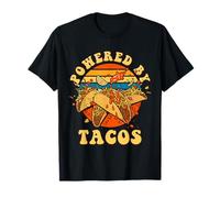 Powered By Tacos Retro Taco Lover Humor Funny Cinco De Mayo T-Shirt