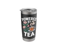 Powered By Tea Floral Steam Cup Art Stainless Steel Insulated Tumbler
