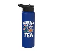 Powered By Tea Floral Steam Cup Art Stainless Steel Insulated Water Bottle