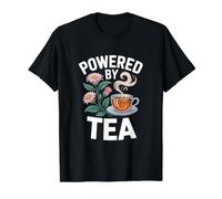 Powered By Tea Floral Steam Cup Art Value Graphic T-Shirt, Men, Black, M