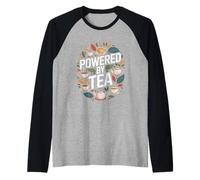 Powered by Tea Leaf Cup Teapot Love Raglan Baseball Tee