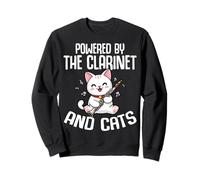 Powered by the Clarinet And Cats - Cat Lover Bass Clarinet Sweatshirt
