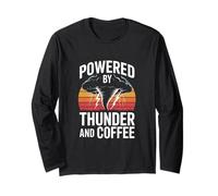Powered by Thunder and Coffee Retro Tornado Caffeine Long Sleeve T-Shirt