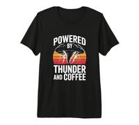 Powered by Thunder and Coffee Retro Tornado Caffeine Premium T-Shirt