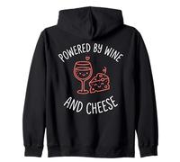 Powered By Wine and Cheese Cute Kawaii Doodle Zip Hoodie