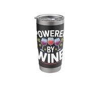 Powered By Wine Fun Enthusiast Humor Stainless Steel Insulated Tumbler