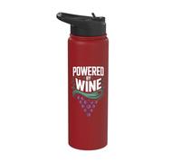 Powered By Wine Funny Wine Lover Design Stainless Steel Insulated Water Bottle
