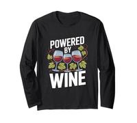 Powered by Wine Glasses Grapes Nature Fun Long Sleeve T-Shirt