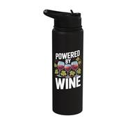 Powered By Wine Glasses Grapes Nature Fun Stainless Steel Insulated Water Bottle