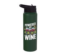 Powered By Wine Glasses Grapes Nature Fun Stainless Steel Insulated Water Bottle