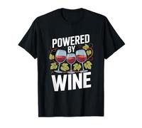 Powered by Wine Glasses Grapes Nature Fun T-Shirt