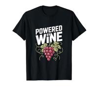 Powered By Wine Grape Vine Humor Value Graphic T-Shirt, Men, Black, M