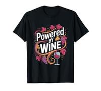 Powered by Wine Vine Grapes Humor T-Shirt